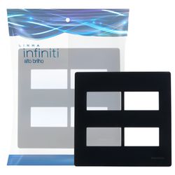 Placa 4x4 4 Postos Preto Infiniti Margirius - Broketto Materiais Elétricos