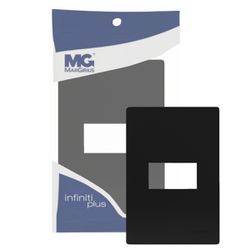 Placa 4x2 1 Posto Preto Infiniti Plus C/ Suporte Margirius - Broketto Materiais Elétricos