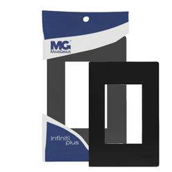 Placa 4x2 3 Postos Preto Brilhante Infiniti Plus C/ Suporte Margirius - Broketto Materiais Elétricos