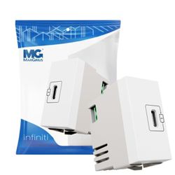 Módulo Tomada Carregador Usb-c 2a Branco Infiniti Margirius - Broketto Materiais Elétricos
