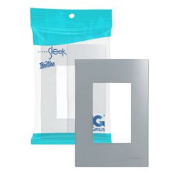 Placa Espelho 4x2 3 Postos Cinza C/suporte Sleek Margirius - Broketto Materiais Elétricos