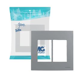 Placa Espelho 4x4 Cinza 6 Postos C/suporte Sleek Margirius - Broketto Materiais Elétricos