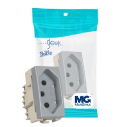 Módulo Tomada 2p+t 10A Cinza Sleek Margirius - Broketto Materiais Elétricos