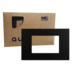 Placa 4x2 3 Postos Carbon Black C/ Suporte Preto Aura Margirius - Broketto Materiais Elétricos