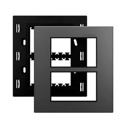 Placa 4x4 6 Postos Titânio C/ Suporte Preto Aura Margirius - Broketto Materiais Elétricos
