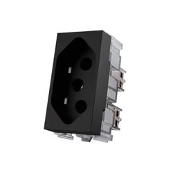 Módulo Tomada 2P+T 20A 250V Carbon Black Aura Margirius - Broketto Materiais Elétricos