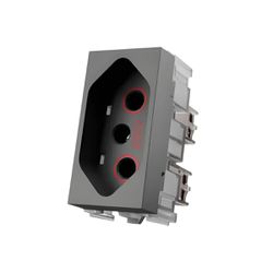 Tomada 2P+T 20A 250V Titânio 220V Aura Margirius - Broketto Materiais Elétricos