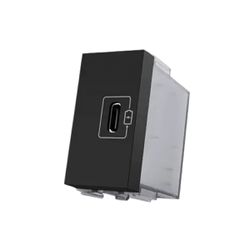 Módulo Tomada USB-C 2A Carbon Black Aura Margirius - Broketto Materiais Elétricos