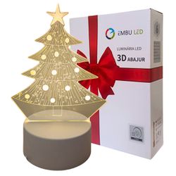 Luminária De Mesa Abajur 3d Árvore De Natal 3 Cores 4w 5v - Broketto Materiais Elétricos