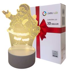 Luminária De Mesa Abajur 3d Papai Noel 3 Cores 4w 5v - Broketto Materiais Elétricos