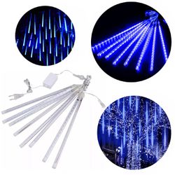 Cascata Led Chuva Meteoro 8 Tubos 50cm Luz Azul Natal - Broketto Materiais Elétricos