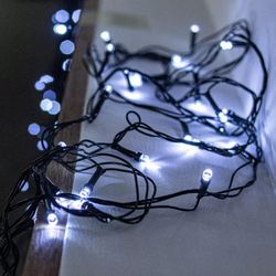Cordão Led Natal 100 Leds Luz Fixa Fria 6500K IP44 220V - Broketto Materiais Elétricos
