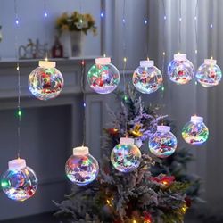 Cortina 10 Bolas Luz Natal LED Papai Noel Colorida 8 Funções - Broketto Materiais Elétricos