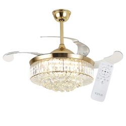 Ventilador de Teto Air Cristal Retrátil Dourado Bivolt - Broketto Materiais Elétricos