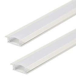 Kit 02 Perfis 1 Metro P/ Fita Led Slim Embutir 24x7 Branco - Broketto Materiais Elétricos