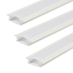 Kit 03 Perfis 1 Metro P/ Fita Led Slim Embutir 24x7 Branco - Broketto Materiais Elétricos