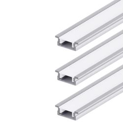 Kit 03 Perfis 1 Metro P/ Fita Led Slim Embutir 24x7 Alumínio - Broketto Materiais Elétricos
