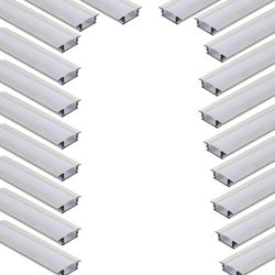 Kit 20 Perfis 1 Metro P/ Fita Led Slim Embutir 24x7 Alumínio - Broketto Materiais Elétricos