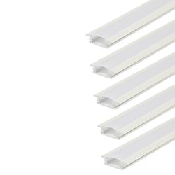 Kit 05 Perfis 1 Metro P/ Fita Led Slim Embutir 24x7 Branco - Broketto Materiais Elétricos