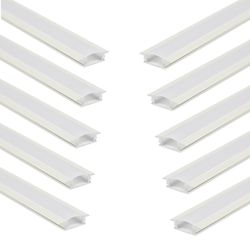 Kit 10 Perfis 1 Metro P/ Fita Led Slim Embutir 24x7 Branco - Broketto Materiais Elétricos