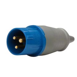 Plugue de Tomada Industrial 2P+T 32A 220-240V 6H IP44 Azul - Broketto Materiais Elétricos