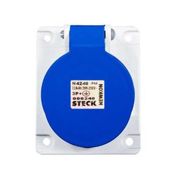 Tomada Industrial de Embutir 3P+T 32A 220-240v 9h Ip44 Azul - Broketto Materiais Elétricos