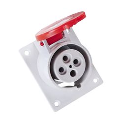 Tomada Industrial Embutir 3P+T 16A 380-440V 6H Vermelha - Broketto Materiais Elétricos