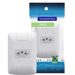 Conjunto Placa 4x2 e Módulo Tomada 10a Aria Tramontina - Broketto Materiais Elétricos