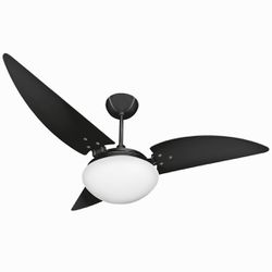 Ventilador Teto Ventex Noronha 3 Pás Preto C/ Luminária 127V - Broketto Materiais Elétricos