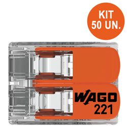 Kit 50 Conector Emenda Wago Chuveiro 2 Vias 6mm 221-612 - Broketto Materiais Elétricos