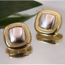 Brinco Quadrado Bicolor Dourado - 3884901006201 - B.S ACESSORIOS E PRESENTES