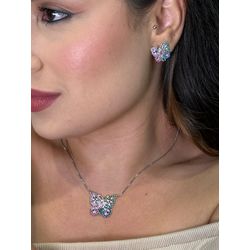 Cj Borboleta Crav Prata/colorido - 3885822013401 - B.S ACESSORIOS E PRESENTES