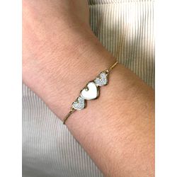 Pulseira 3 Coracao 22048 Dourado - 3885023006201 - B.S ACESSORIOS E PRESENTES