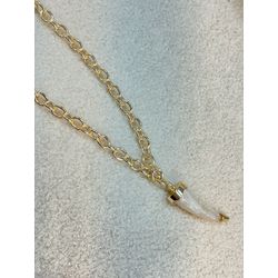 Colar Longo Dente Resina Verniz Dourado - 38867450... - B.S ACESSORIOS E PRESENTES