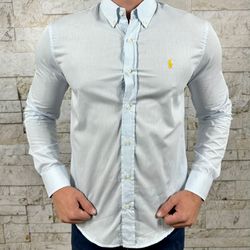 Camisa Manga Longa PRL Micro Xadrez Azul ⭐ - 1842 - DROPA AQUI