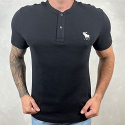 Camiseta Henley Abercrombie Preto⭐ - A-2098 - DROPA AQUI