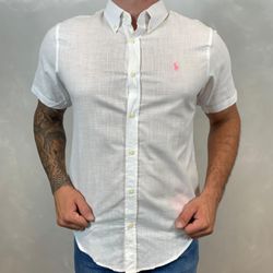 Camisa Manga Curta Linho PRL Branco - 30069 - DROPA AQUI