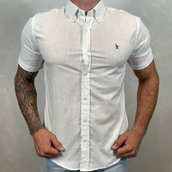 Camisa Manga Curta Linho PRL Branco - 30071 - DROPA AQUI