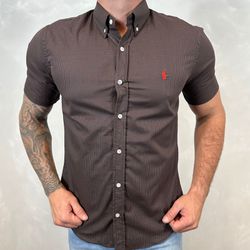 Camisa Manga Curta PRL Micro Xadrez Marrom⭐ - 3008... - LOJA VIPIX