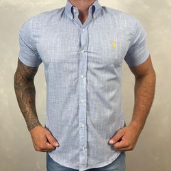 Camisa Manga Curta Linho PRL Azul - 30182 - DROPA AQUI