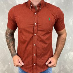 Camisa Manga Curta PRL Xadrez Laranja - 30185 - DROPA AQUI