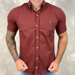 Camisa Manga Curta PRL Xadrez Vinho⭐ - 30191 - DROPA AQUI