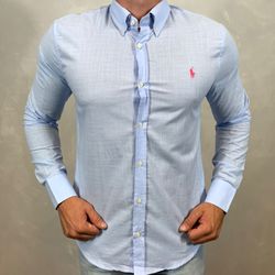 Camisa Manga Longa Linho PRL Azul - 40034 - REI DO ATACADO