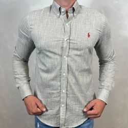 Camisa Manga Longa Linho PRL Cinza - 40346 - DROPA AQUI