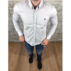 Camisa Manga Longa PRL Cinza Claro ⭐ - 40146 - DROPA AQUI