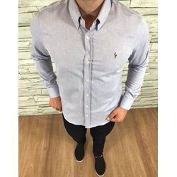 Camisa Manga Longa Rl Carbono Claro Logo Vermelho ... - VITRINE SHOPS
