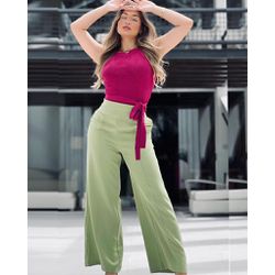 Calça Pantalona Verde - F-328 - DROPA AQUI