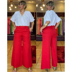 Calça Pantalona Vermelho - F-330 - DROPA AQUI