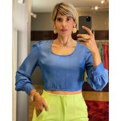 Cropped Tencel Azul - F-383 - DROPA AQUI