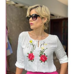 Blusa Bordada Branco - F-606 - DROPA AQUI